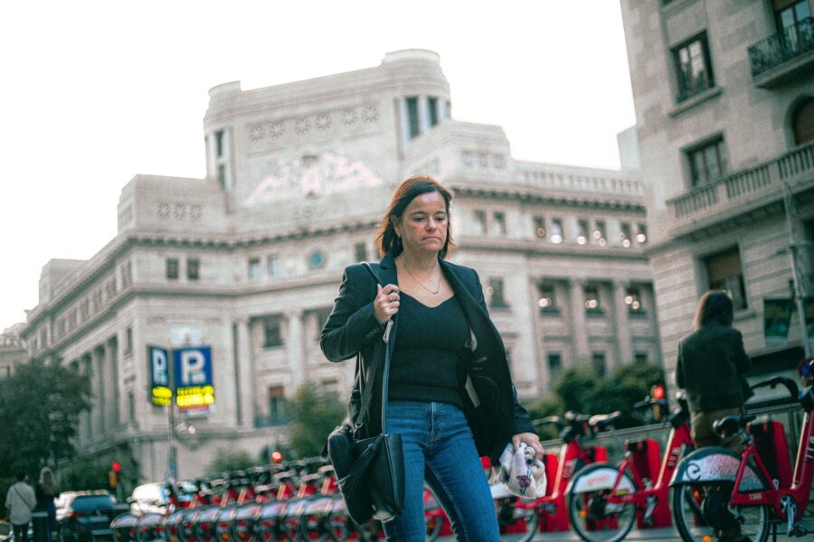 Woman walking city