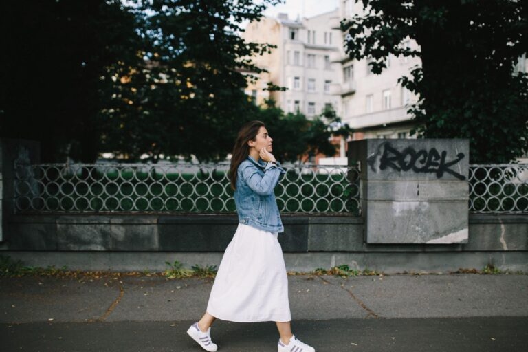 Woman walking city