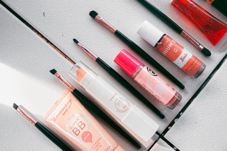 Drugstore makeup flatlay