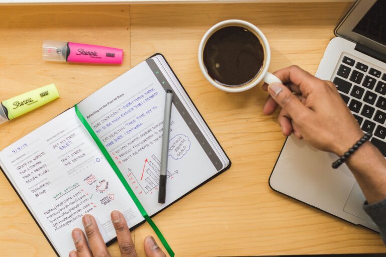Person desk notebook