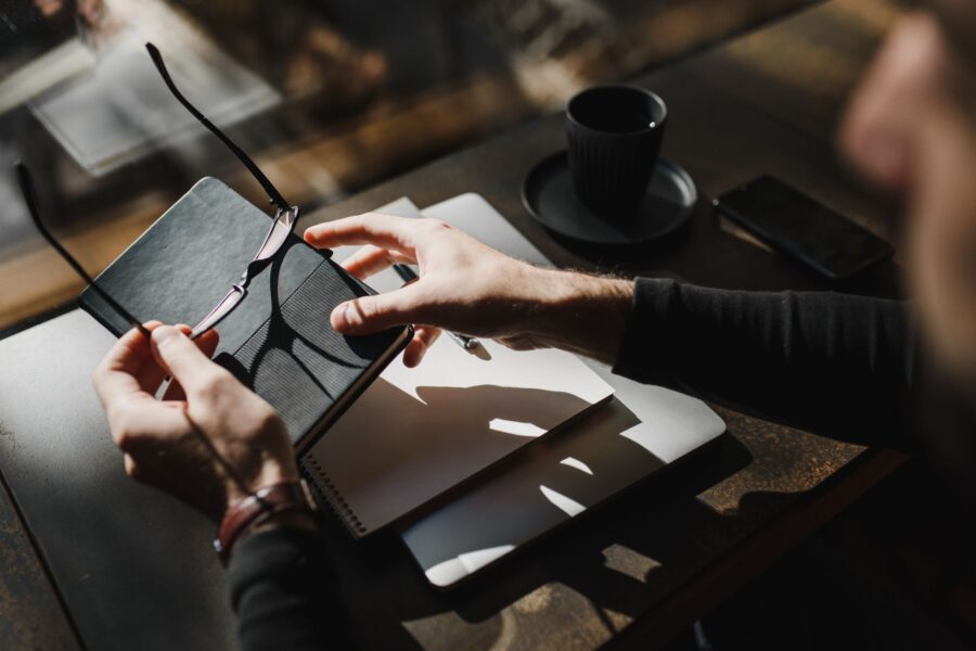 Person desk notebook