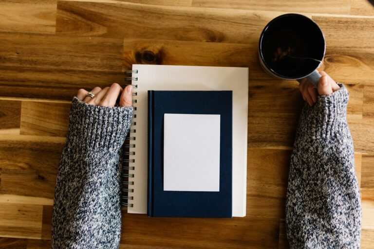 Person studying notebook