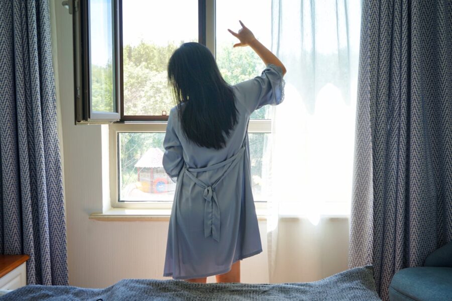 Morning routine woman