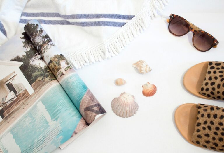 Flatlay summer skincare