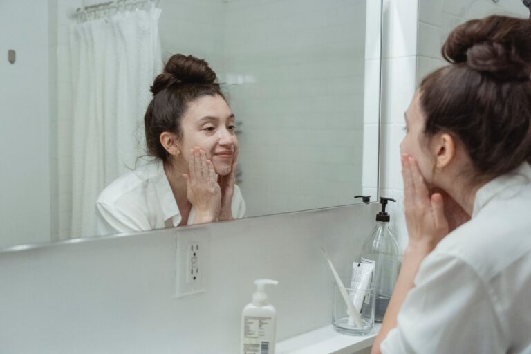 Woman evening skincare