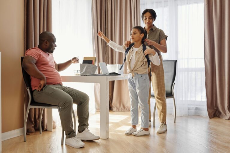 Parent helping child