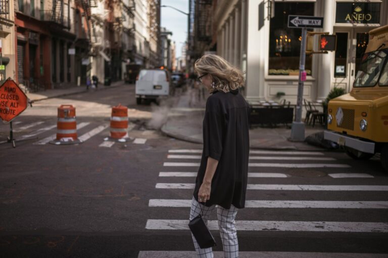 Woman walking city