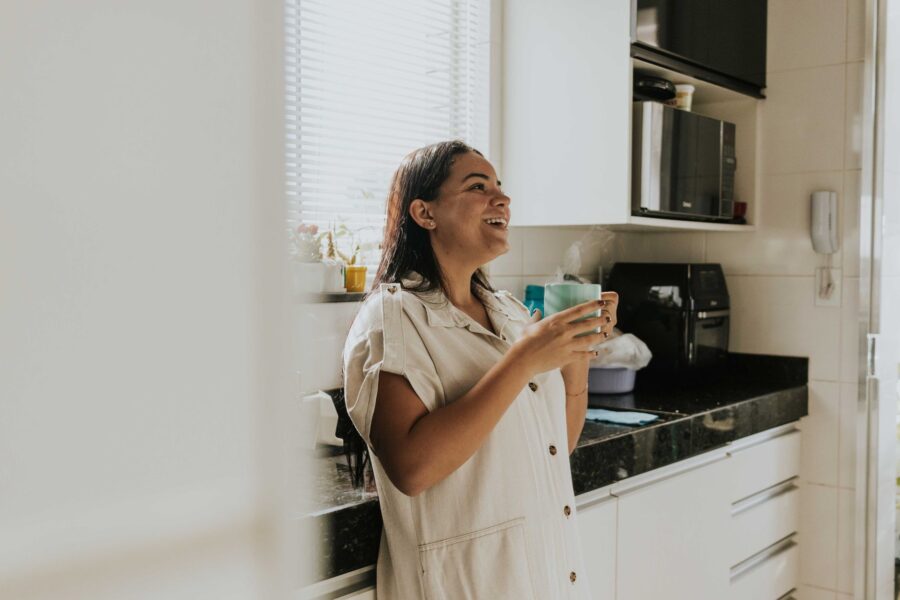 Woman calm morning