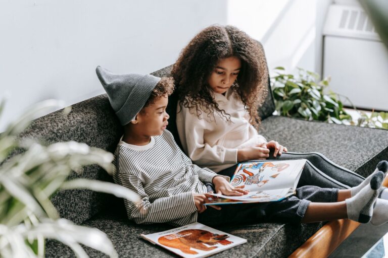 Children reading book