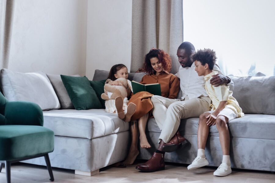 Family reading together