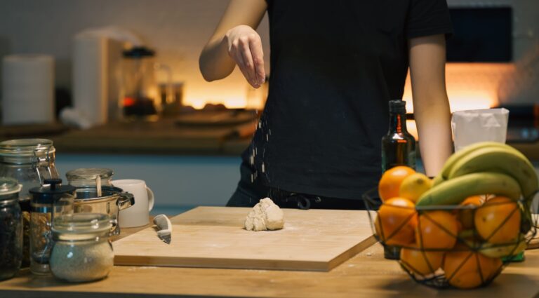 Nighttime kitchen counter