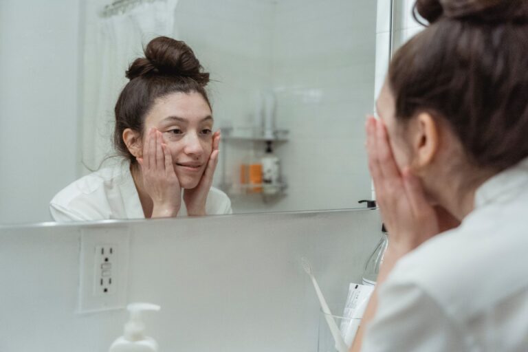 Woman morning skincare