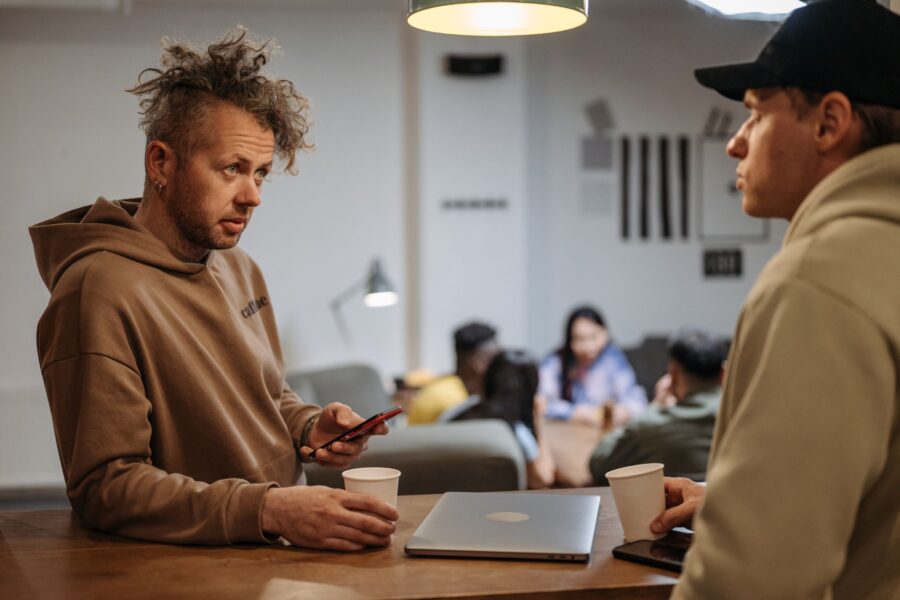 Two friends talking