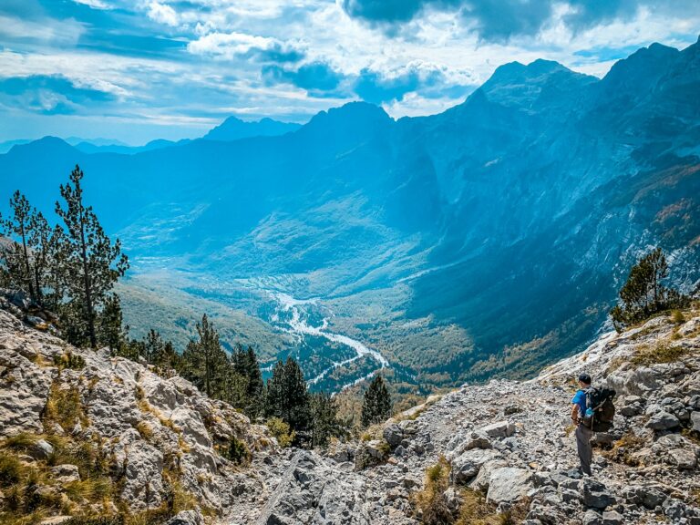 Mountain valley hiking