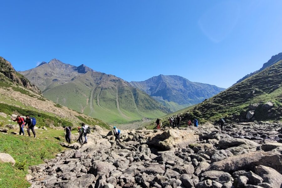 Mountain valley hiking