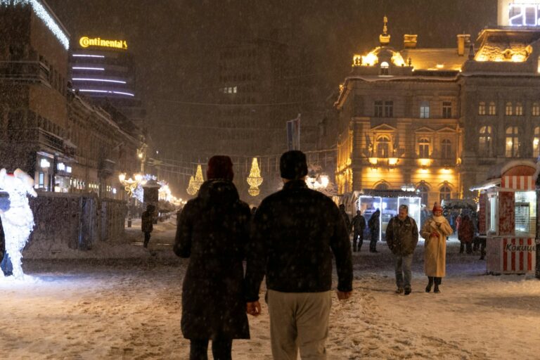 Family walking winter