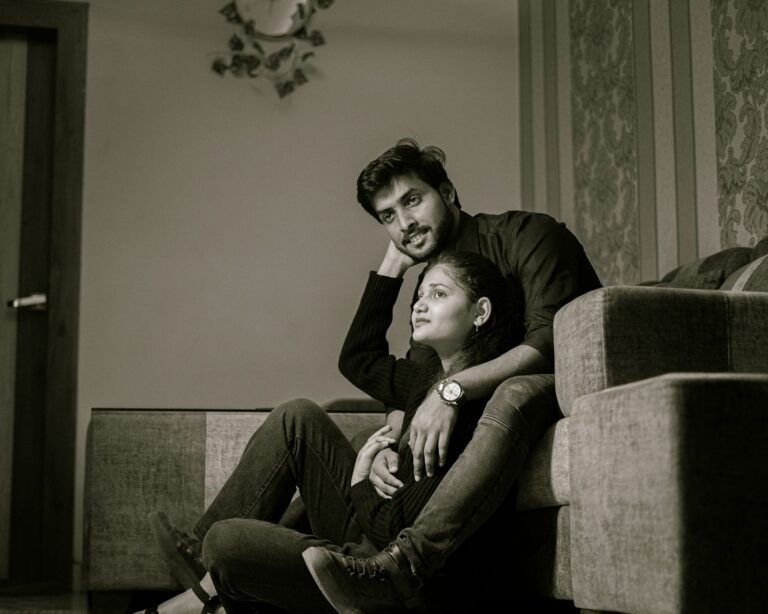 Couple sitting sofa
