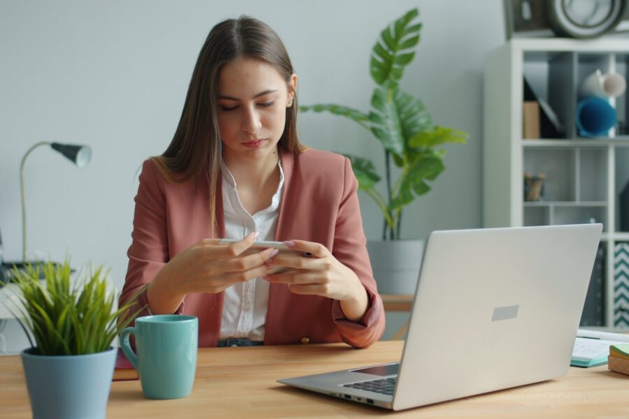 Woman sitting desk