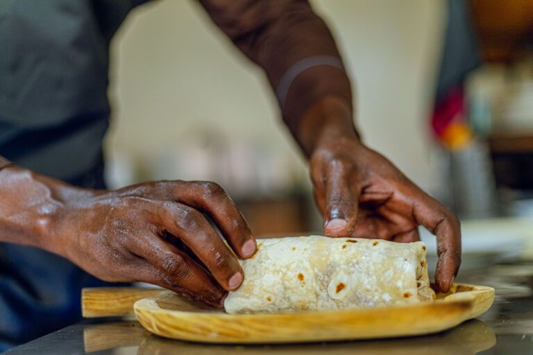 Breakfast burritos wooden