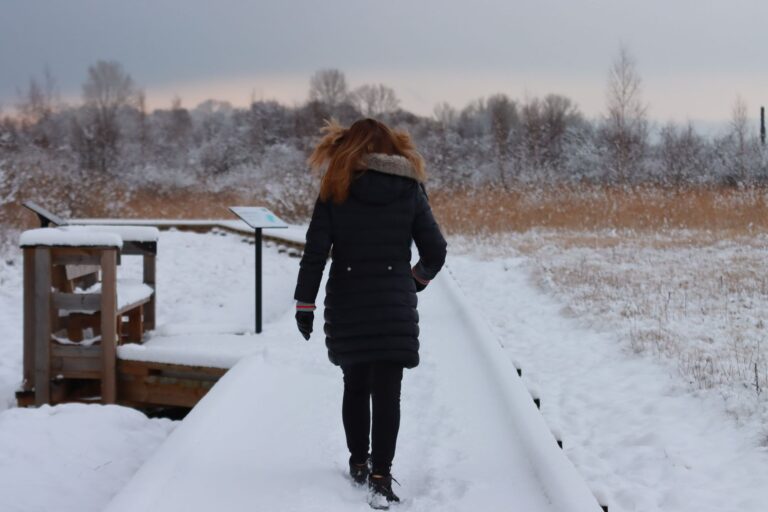 Winter woman walking