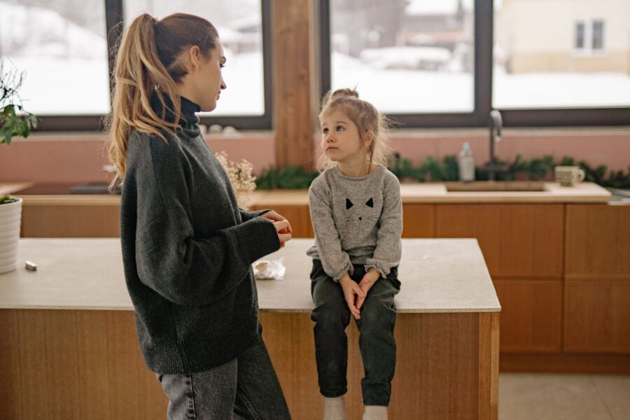 Family sitting kitchen