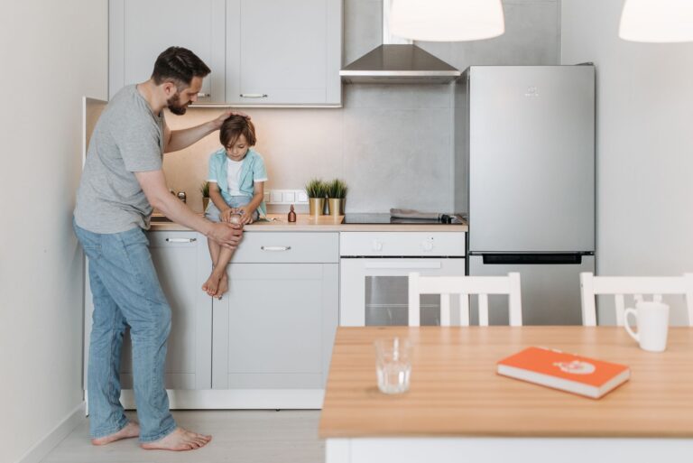 Family sitting kitchen