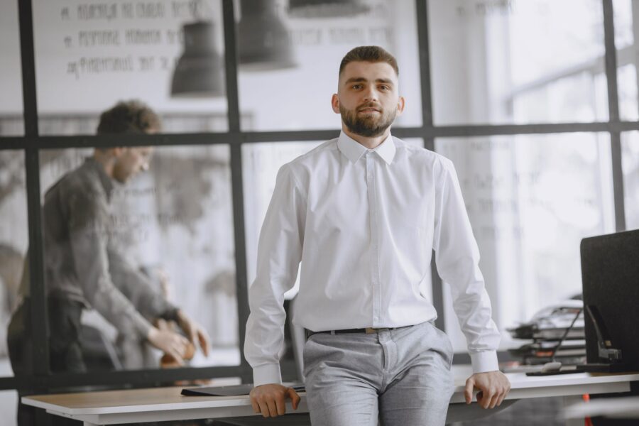 Office worker stretching