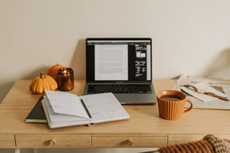 Cozy workspace journal